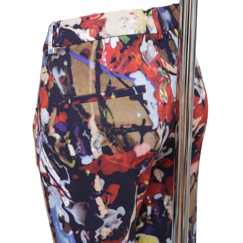 SPORTMAX Pant Pants Trouser Straight Leg Abstract Pattern Print Red Black Sz M - Picture 7 of 10